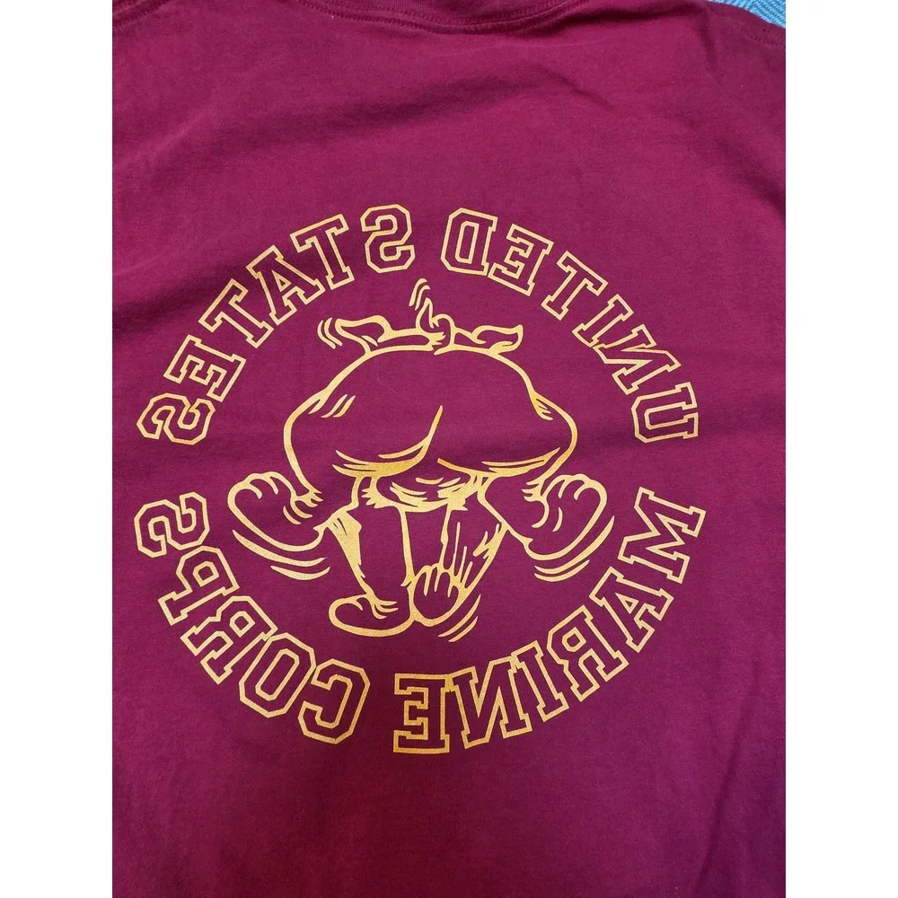 Gildan USMC United States Marine Corps Bulldog Graphic T-Shirt Red Mens 2XL